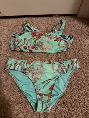 O'Neill Girls Aqua Floral Two-Piece Bikini